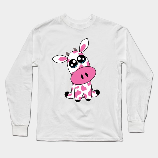 💗 🐄 Strawberry cow - white Long Sleeve T-Shirt by FK-UK